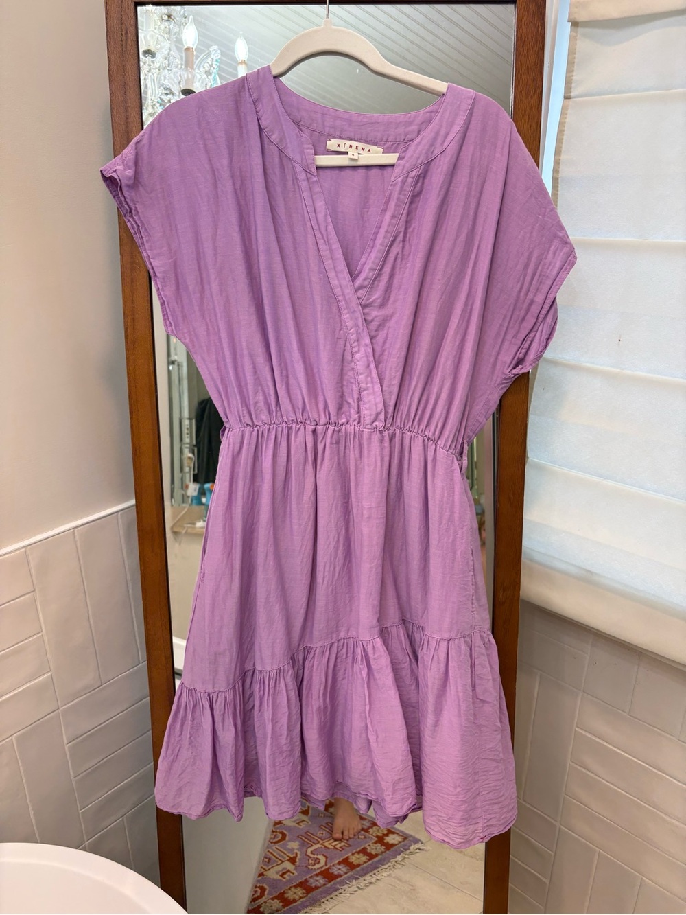 Xirena Lavender Tiered V-Neck Dress size S